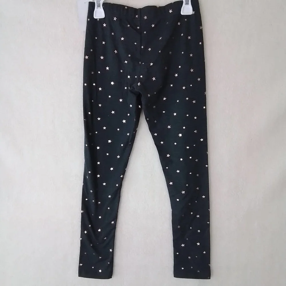 OshKosh Cotton Blend Leggings Size‎ 10 Dark Gray w/ Rose Gold Stars